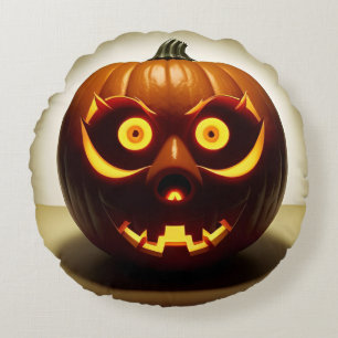 Cojín Redondo Calabaza de Halloween tallada
