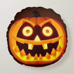Cojín Redondo Calabaza de Halloween tallada