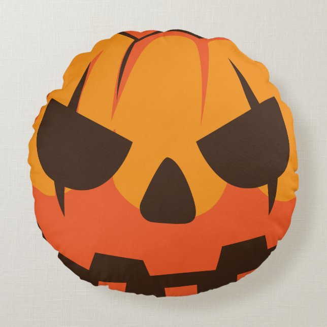 Cojín Redondo Calabaza de Jack o Linterna de Halloween (Anverso)