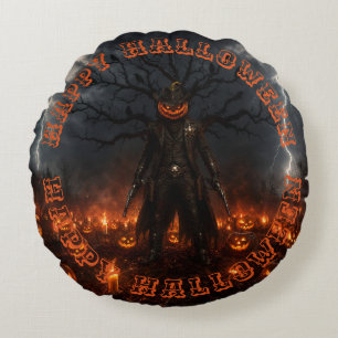 Cojín Redondo Calabaza espeluznante de Halloween Sheriff Vaquero