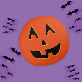 Cojín Redondo Calabaza Halloween Jack O Lantern