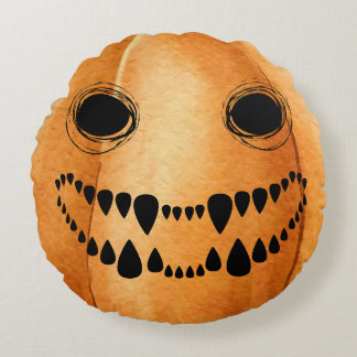 Cojín Redondo Calabaza Jack-O-Lantern de Halloween