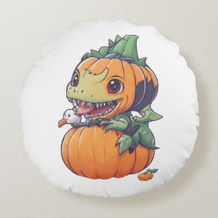Cojín Redondo calabaza loca tratando de comer espeluznante 