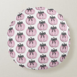 Cojín Redondo Calabaza rosa con arco negro