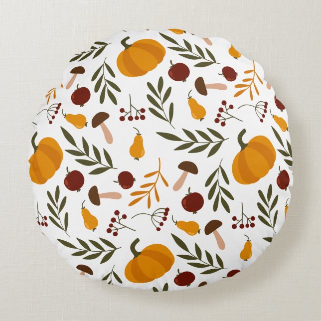 Cojín Redondo Calabazas, granadas y pieles (Anverso)
