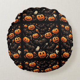 Cojín Redondo Calabazas y murciélagos