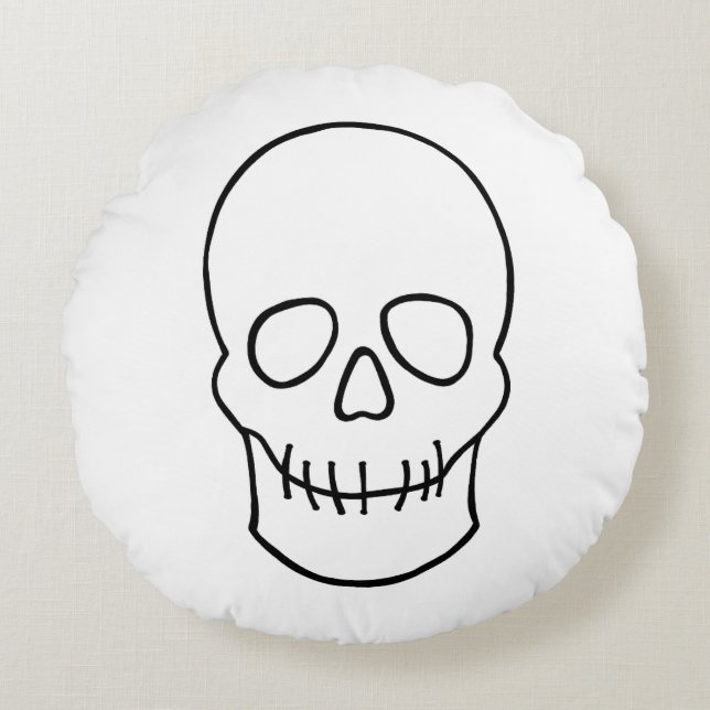 Cojín Redondo Calavera - Blanco y negro (Anverso)