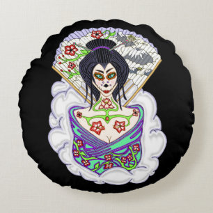 Cojín Redondo Calavera de azúcar Geisha