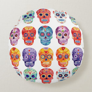 Cojín Redondo Calavera de Dios de La Muerte