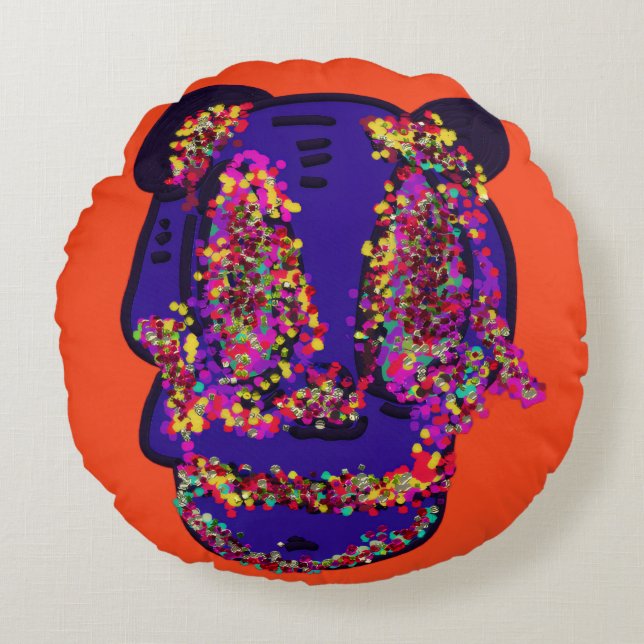 Cojín Redondo Calavera de Flores (Anverso)