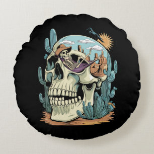 Cojín Redondo Calavera del desierto - Skeleton Siesta