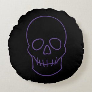 Cojín Redondo Calavera en morado y negro