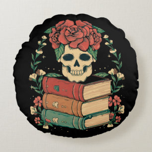 Cojín Redondo Calavera Floral en tus Libros