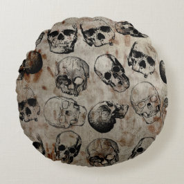 Cojín Redondo Calaveras de la época de Halloween con problemas