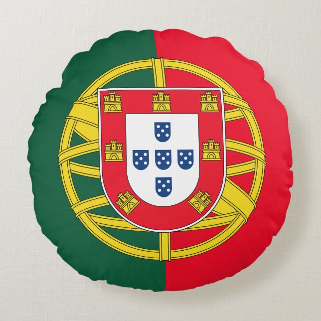 Cojín Redondo Calidad de la bandera portuguesa (Anverso)