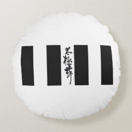 Cojín Redondo Caligrafía china Baile tai chi en blanco y negro
