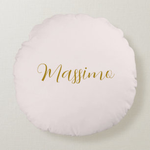 Cojín Redondo Caligrafía elegante de nombre simple en color dora