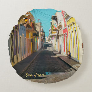 Cojín Redondo Calle Empedrada de San Juan Antiguo Fotografía