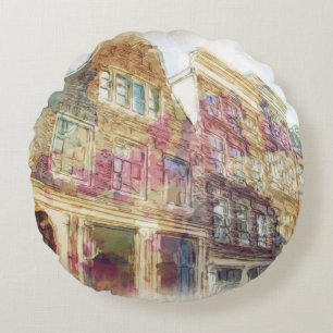 Cojín Redondo Calles de Amsterdam vieja
