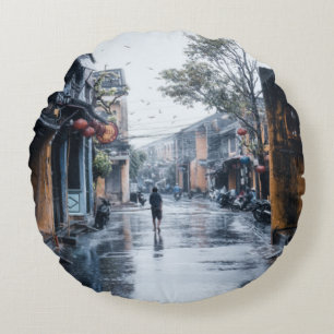Cojín Redondo Calles lluviosas de Vietnam