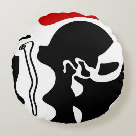 Cojín Redondo Cámara de compensación: Resumen negro, blanco y ro