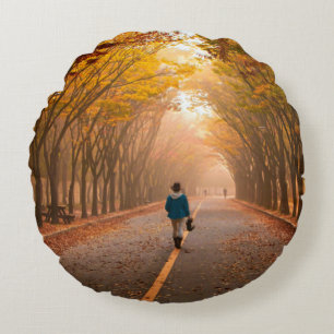 Cojín Redondo Caminar Por La Línea Amarilla