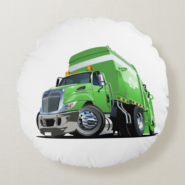 Cojín Redondo Camión de basura personalizado (Anverso)