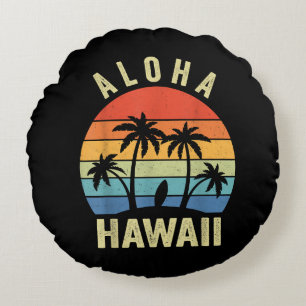 Cojín Redondo Camisa de la isla hawaiana Aloha Hawaii Playa de p