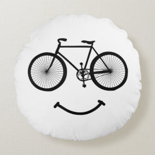 Cojín Redondo Camiseta de bicicleta y sonrisa Camiseta de bicicl