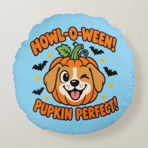 Cojín Redondo Camiseta de Halloween Perro Perfecto Lindo Pupkin 