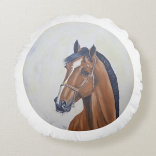 Cojín Redondo Camiseta de retrato de caballo majestuoso
