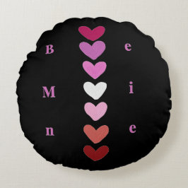 Cojín Redondo Camiseta de San Valentín con Corazones Mínimos Api