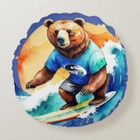 Camiseta divertida de oso haciendo surf