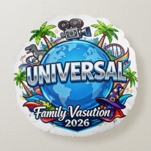 Cojín Redondo Camiseta Personalizada Vacaciones Familiares en Fl