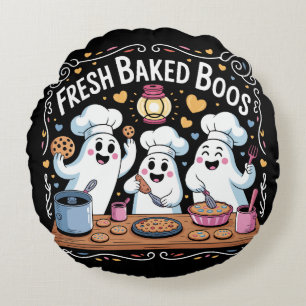Cojín Redondo Camiseta Vintage Halloween de Boos Frescas Hornead