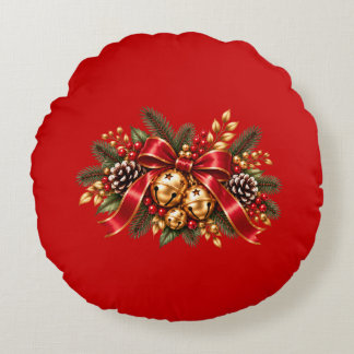 Cojín Redondo Campana de Navidad Lacas Roja Festiva