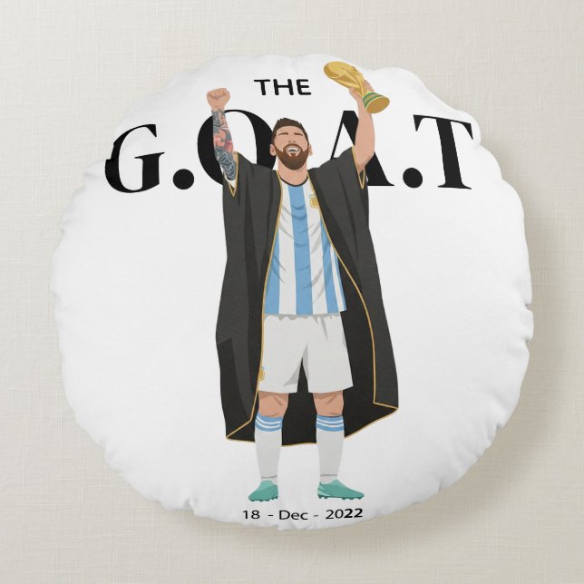 Cojín Redondo Campeón de la Copa Mundial de Messi  (Anverso)