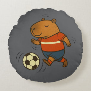 Cojín Redondo Campeón de la pelota de Capyball: El capibara depo