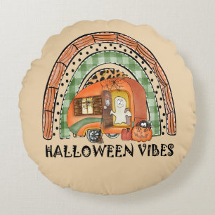 Cojín Redondo Camper/ remolque de vibraciones de Halloween con a