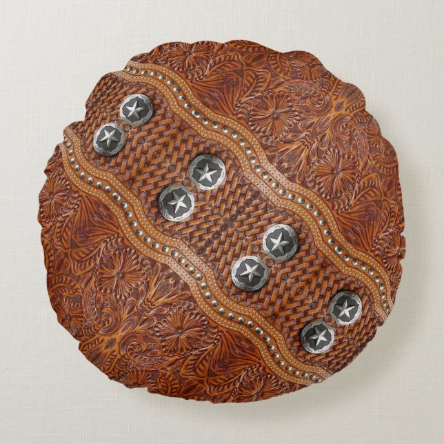 Cojín Redondo Campesina rústica del Suroeste País Vaquero Occide (Anverso)