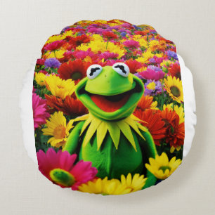 Cojín Redondo Campo de alegría de Kermit: Un Frolic colorido"