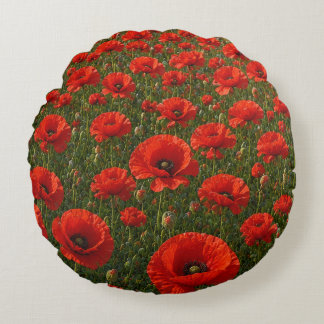 Cojín Redondo Campo de amapolas