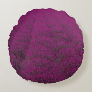 Cojín Redondo Campo de flores rosadas con cáscara