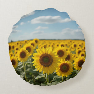 Cojín Redondo Campo de girasol