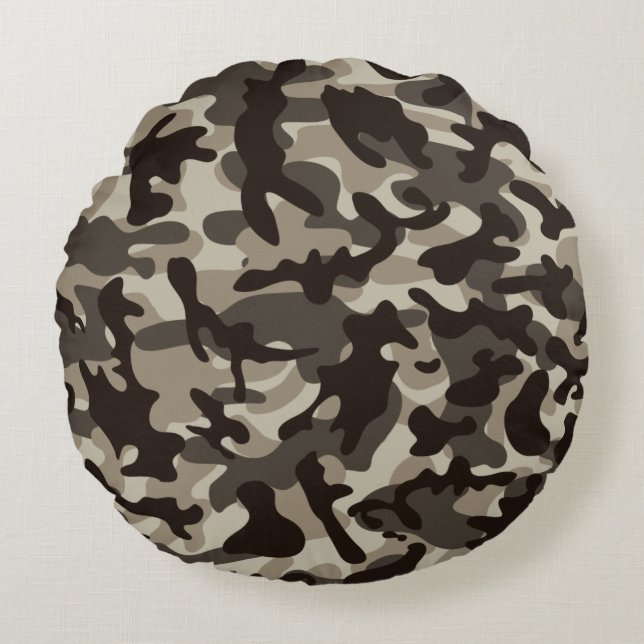 Cojín Redondo Camuflaje de barrio cercano (Anverso)