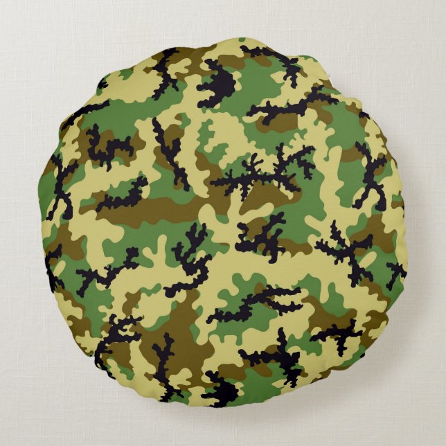 Cojín Redondo Camuflaje de Woodland (Reverso)