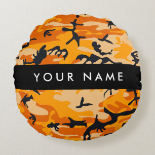 Cojín Redondo Camuflaje naranja Su nombre Personaliza