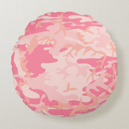 Cojín Redondo Camuflaje rosa, militar, ejército
