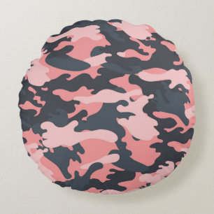 Cojín Redondo Camuflaje rosado: patrón de cosecha clásico