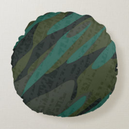 Cojín Redondo Camuflaje verde abstracto